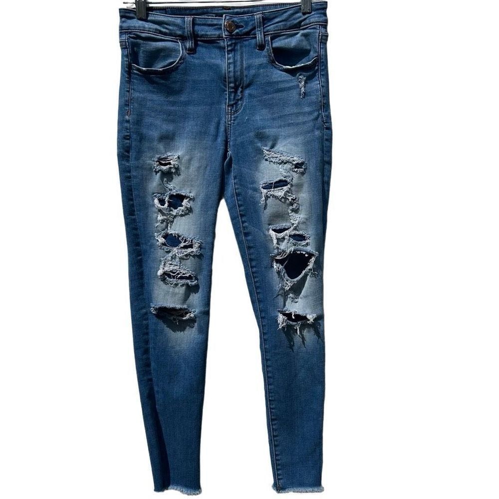 American Eagle Jeans Women’s 6 Short Hi-Rise Jegging Super Stretch Distressed